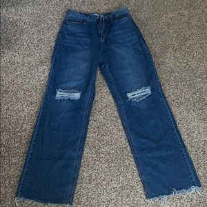 Wide leg denim jeans